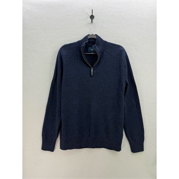 Fairlane Mens Blue Long Sleeve 1/4 Zip Merino Wool Pullover Sweater Size Large - Picture 1 of 8